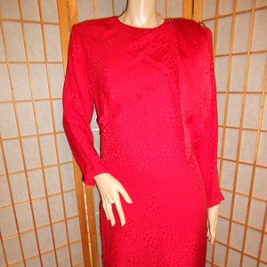ST. GILLIAN SILKS Red 100% Silk Dress * sz 8 * VINTAGE